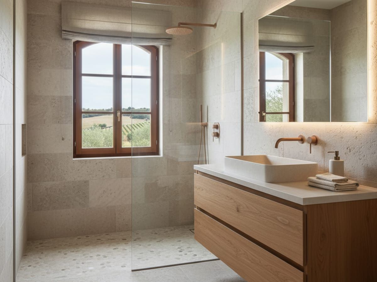 Spa-like guest house bathroom