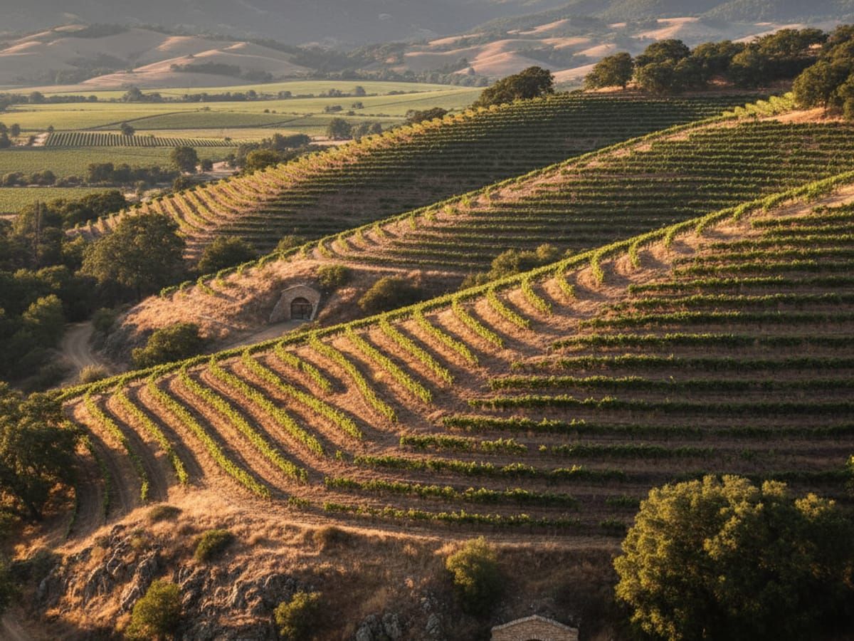 Dry Creek Valley hillside vineyards