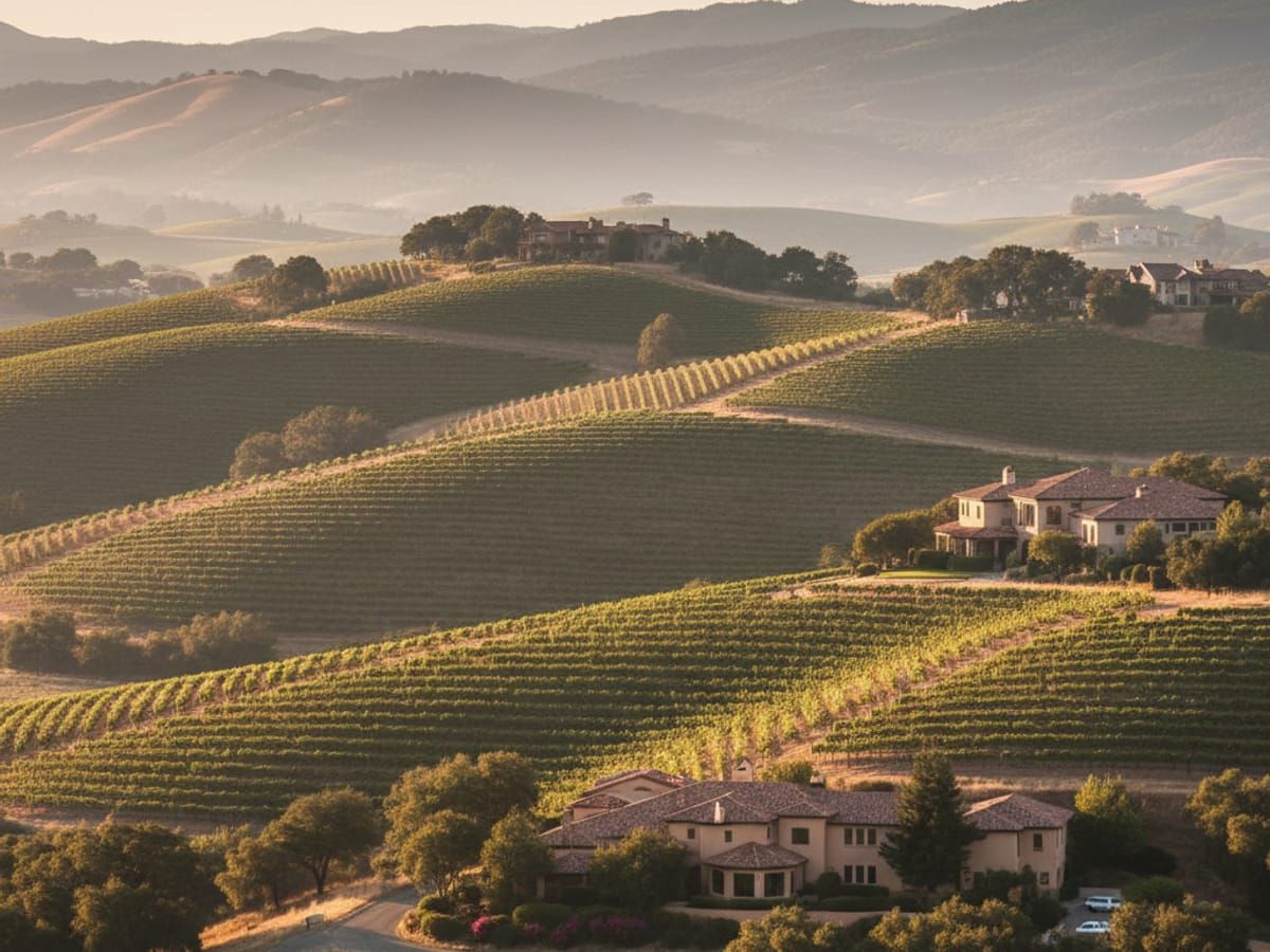 Windsor wine country hills and vineyards