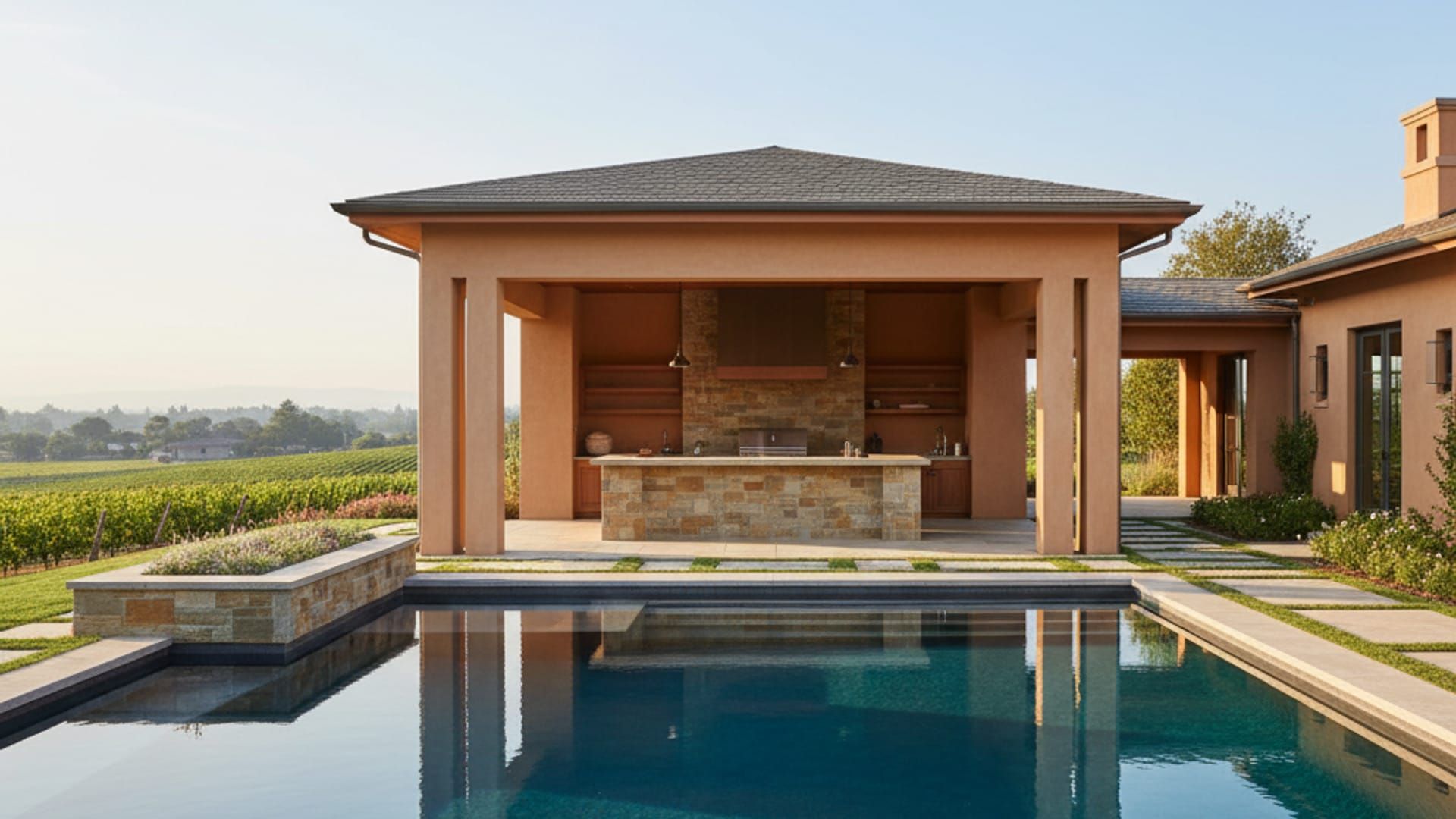 Luxury pool house and outdoor living