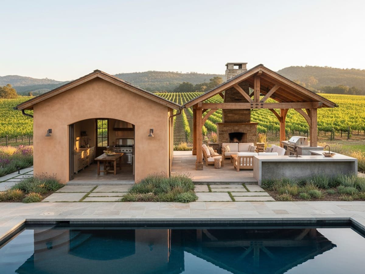 Pool house with outdoor kitchen on Healdsburg estate