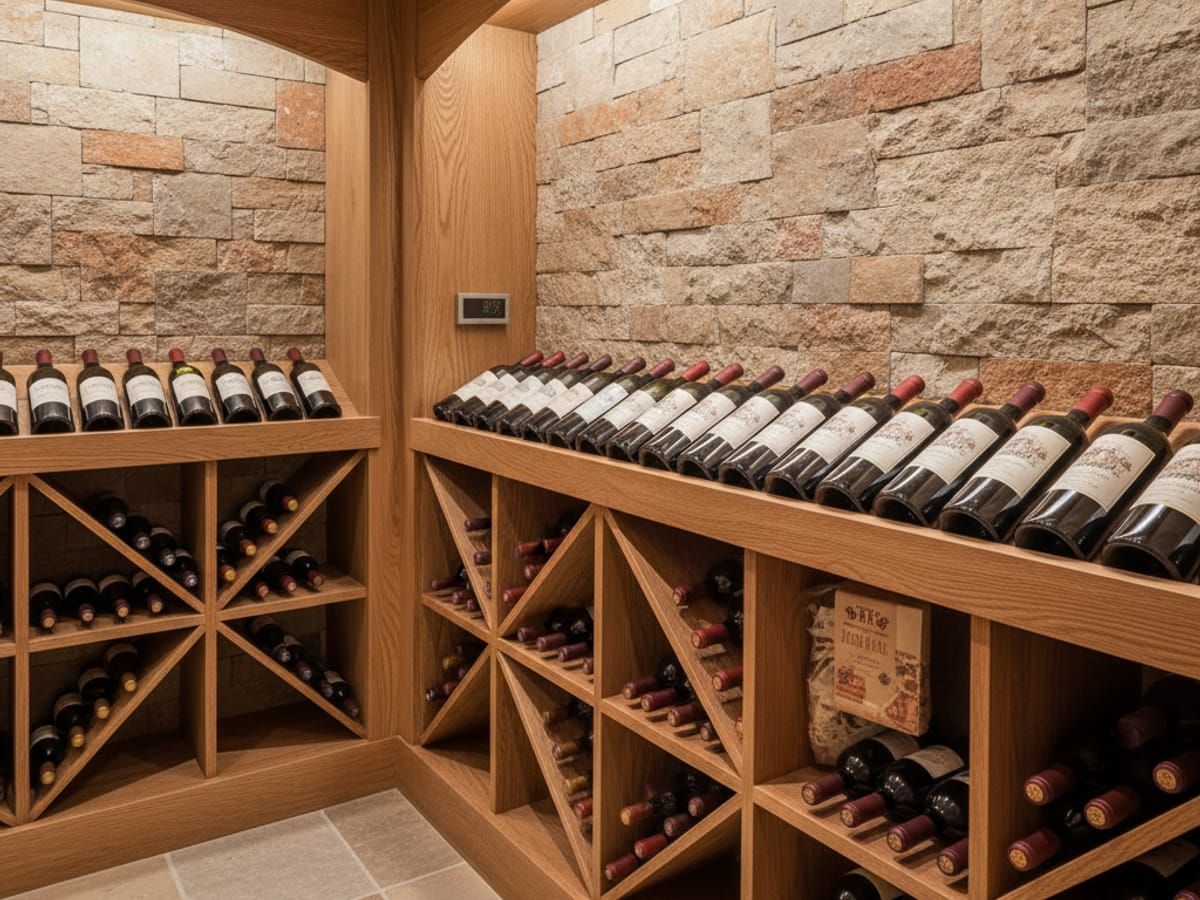 Wine cellar interior with custom racking